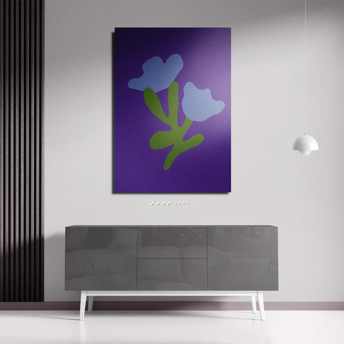 Blauwe Bloemfantasie – plexiglas kunstwerk als wanddecoratie