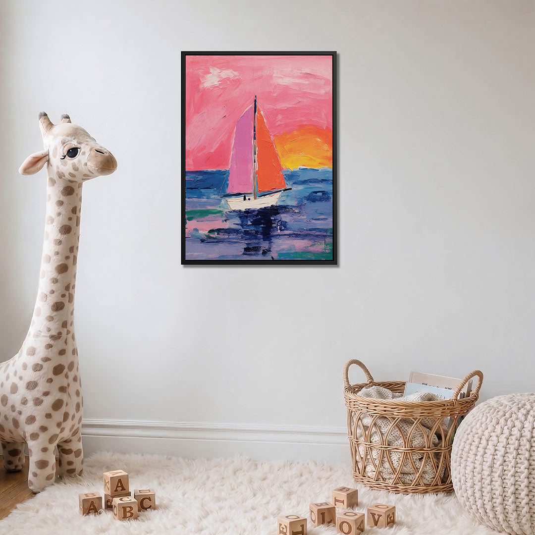 Zomerse zeilboot – moderne staande wandkunst