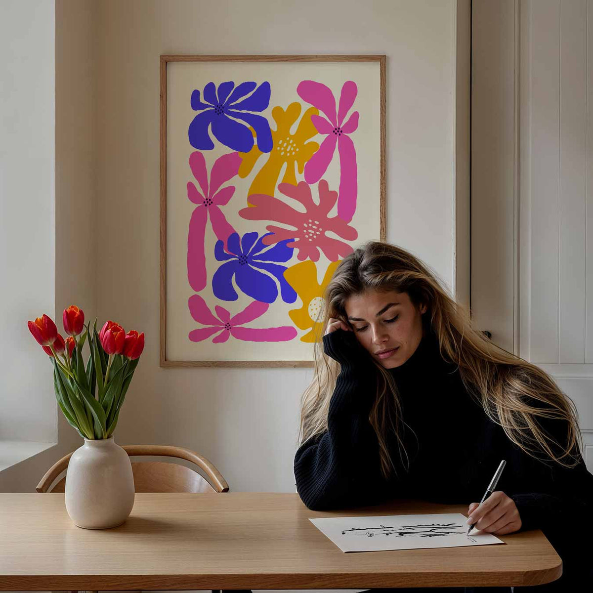 Kleurrijke Bloemenposter – bloemen poster als moderne staande wanddecoratie