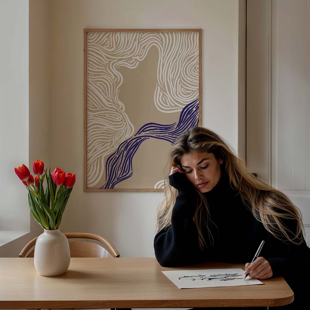 Abstracte Lijnkunst – staande muurposter met abstracte vormen