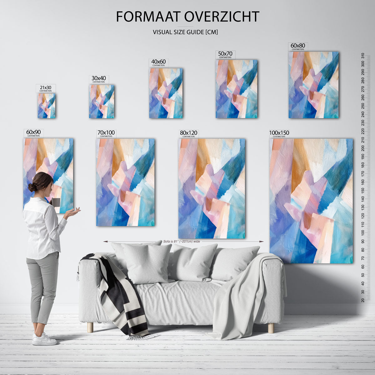 Abstracte vormen – staande muurposter met hedendaagse illustratie