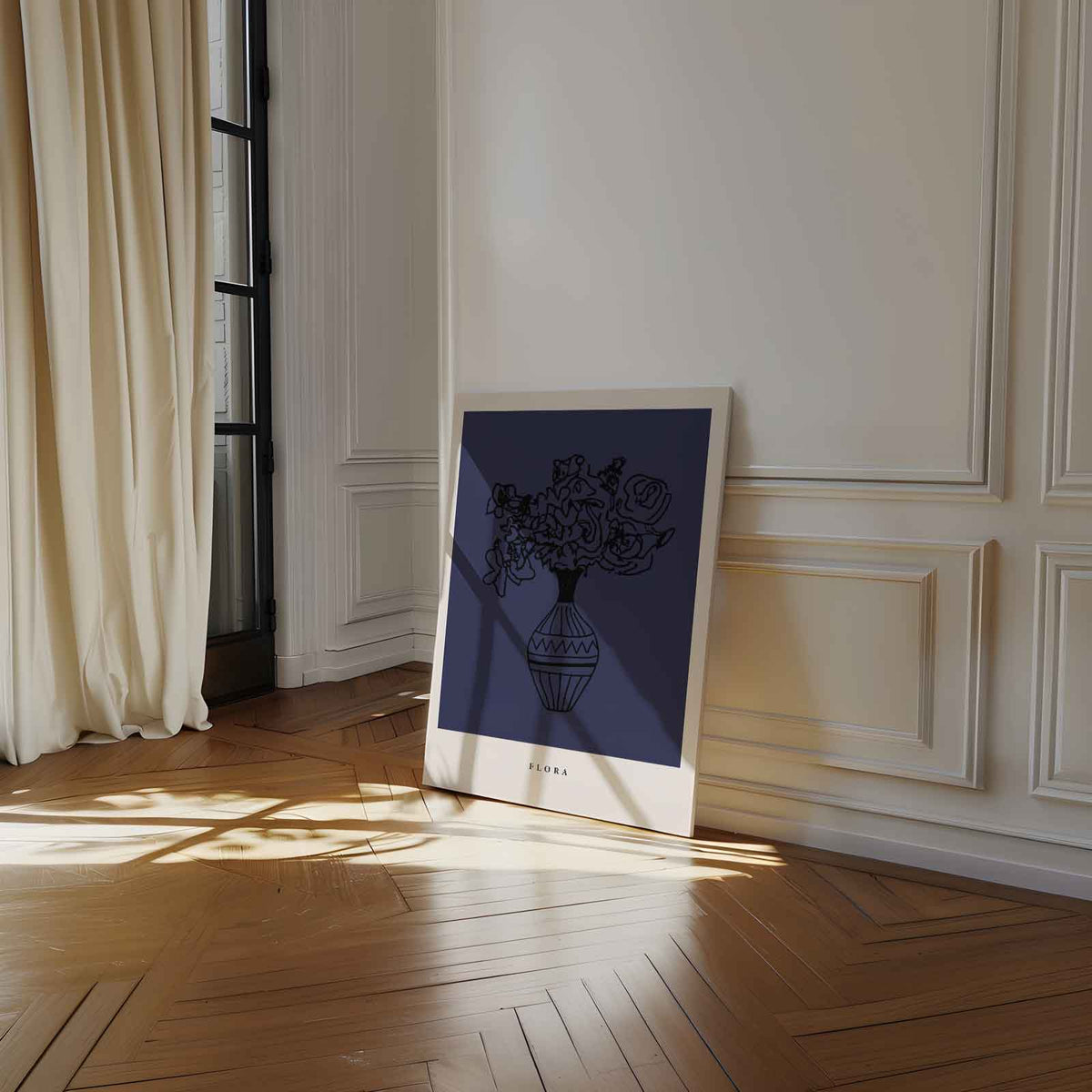 Abstracte Bloemenvaas Kunstposter – kunstwerk met zwarte baklijst