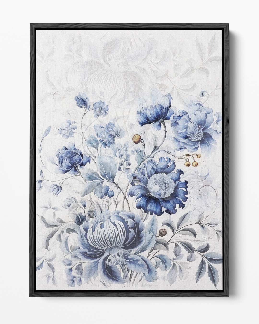 Blauwe Bloemenpracht – portret kunstwerk als wanddecoratie