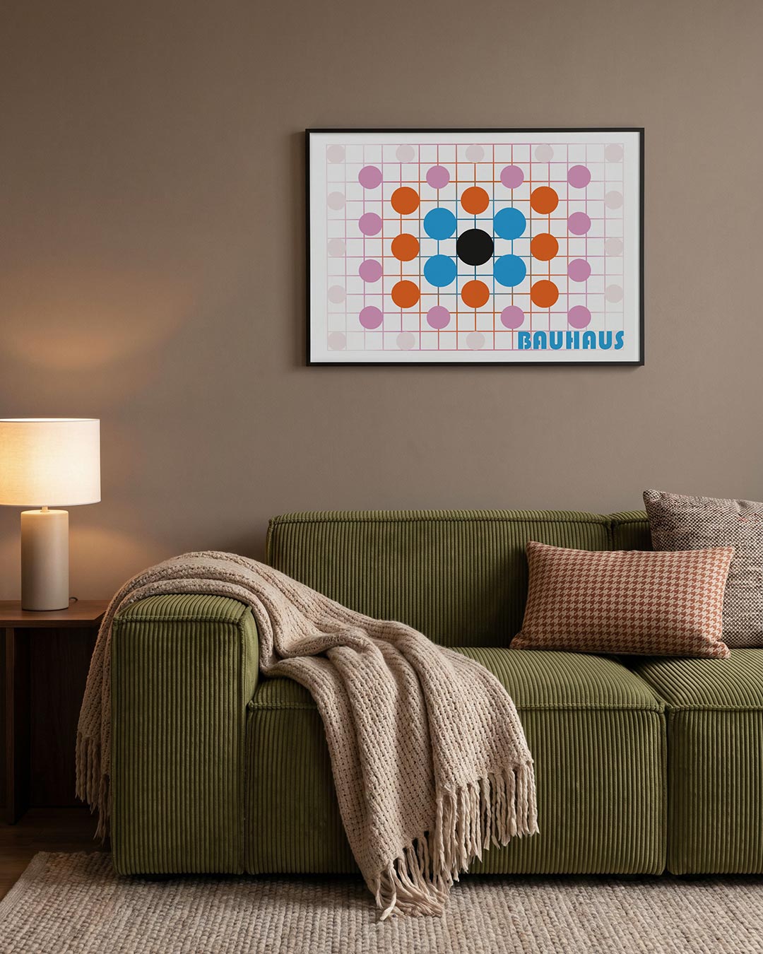 Cirkelritme en lijnen – geometrische Bauhaus poster in liggend formaat