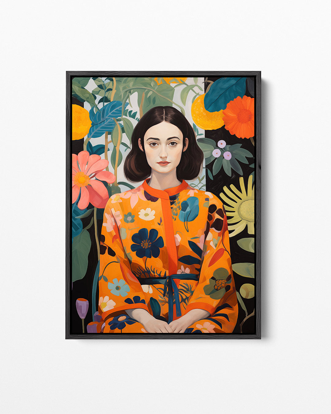 Bloemen en vrouw – staand wanddecoratie kunstwerk