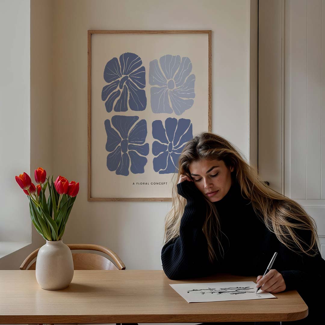 Moderne Bloemenkunst – bloemen poster in staand formaat