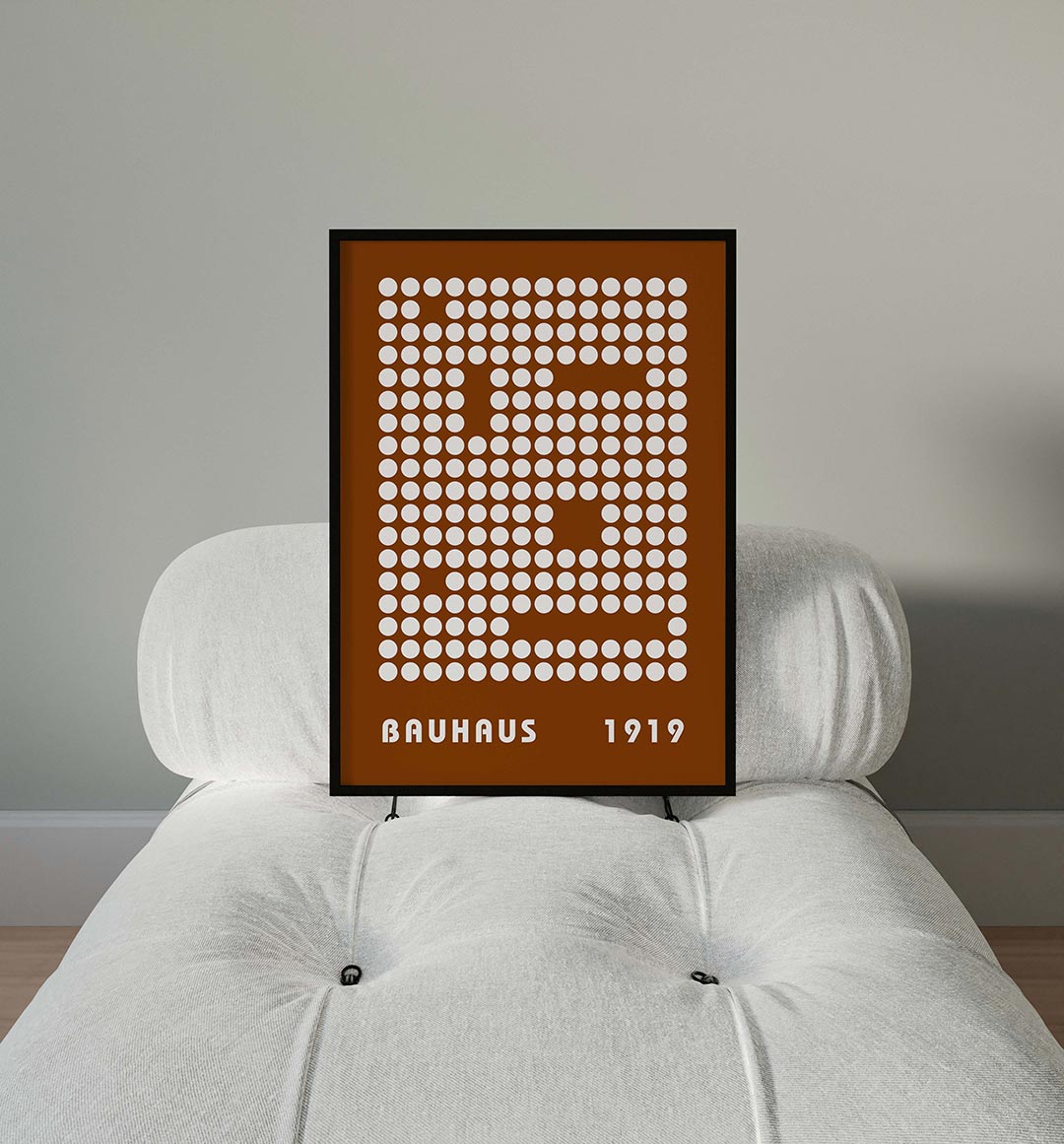 Cirkelpatroon en tekst – moderne Bauhaus wandkunst als poster