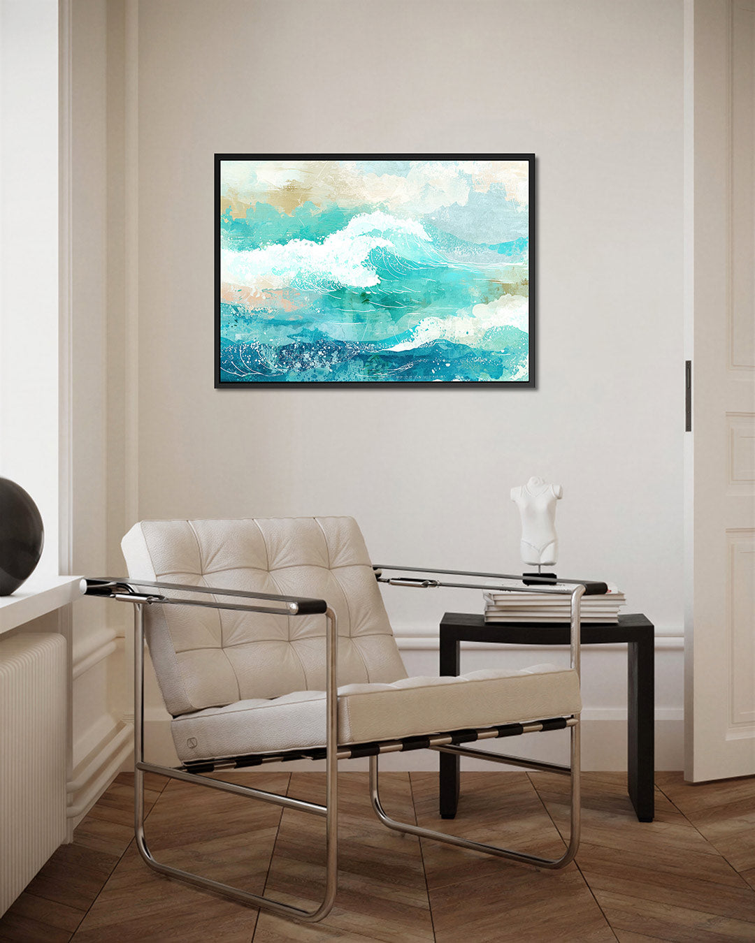 Dynamische oceaangolven – kunstwerk op canvas, dibond of plexiglas