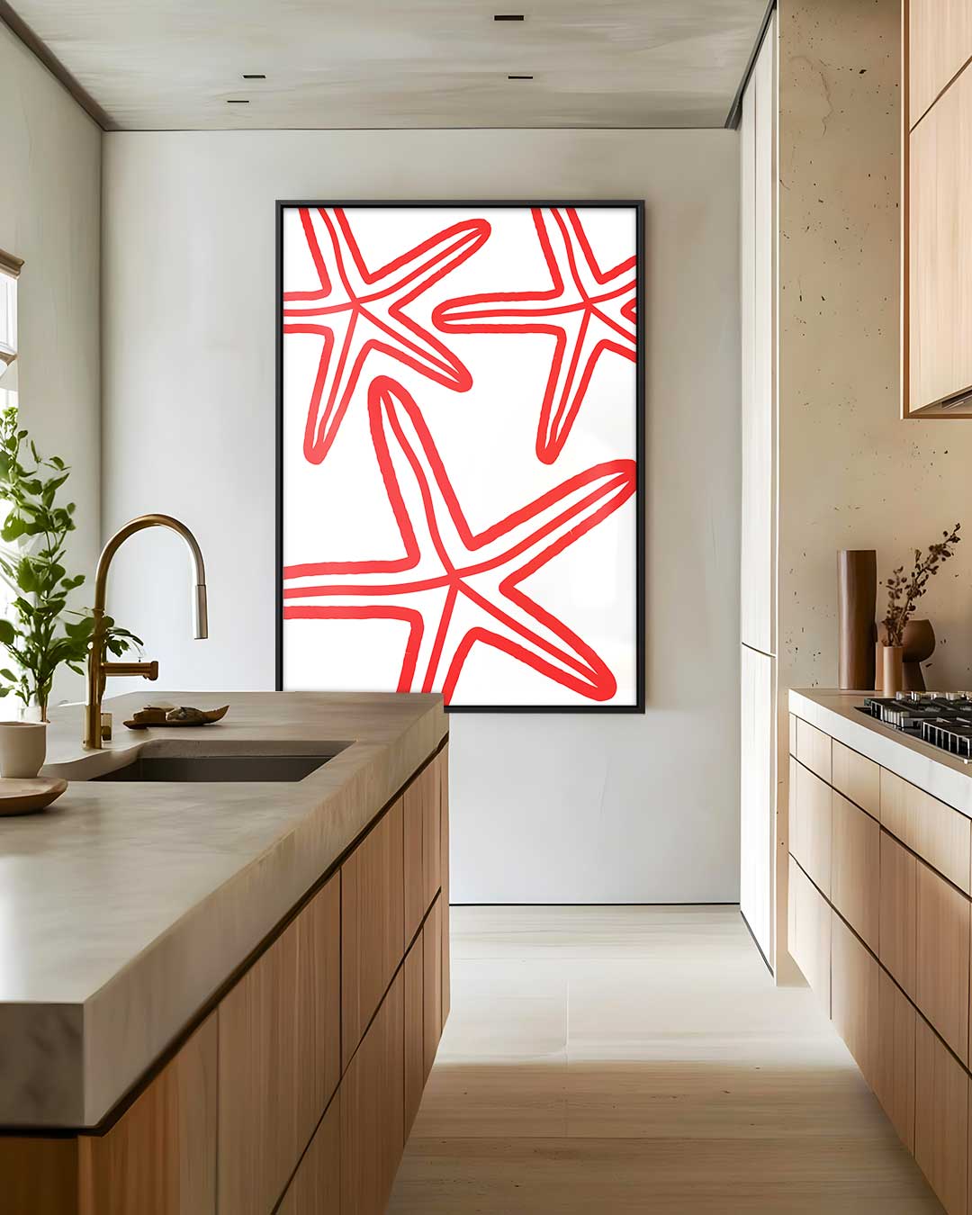 Zee Sterren Illustratie – staand kunstwerk voor modern interieur
