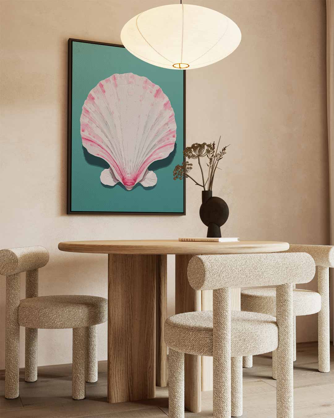 Schelp met Roze Accenten – staand kunstwerk voor modern interieur