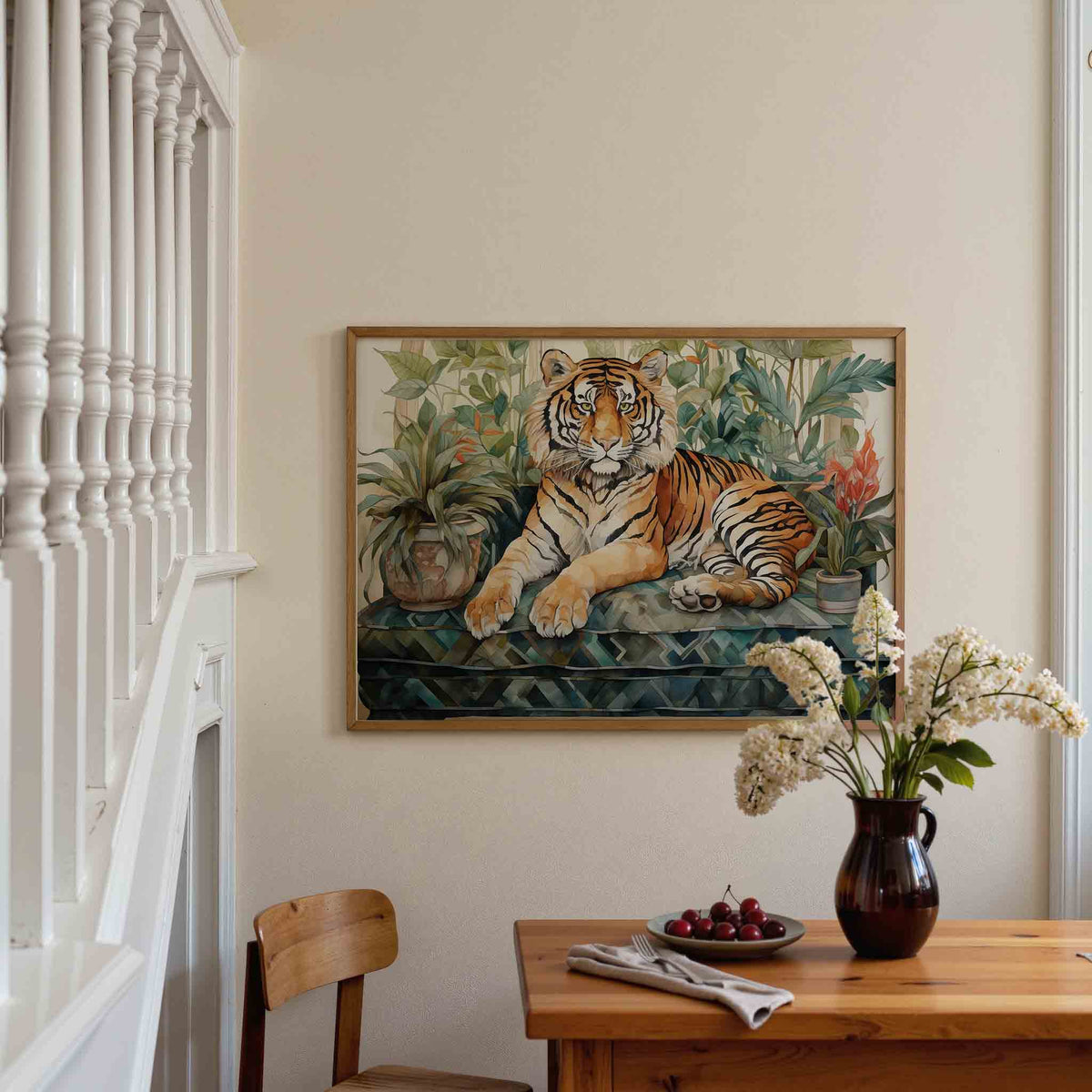 Tijger met planten – dieren poster in liggend formaat