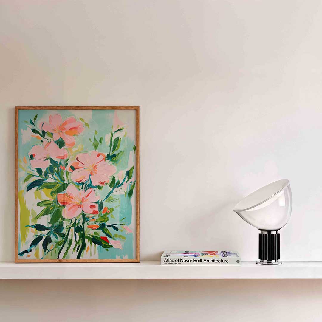 Bloemen en bladeren – kleurrijke illustratie als portret poster
