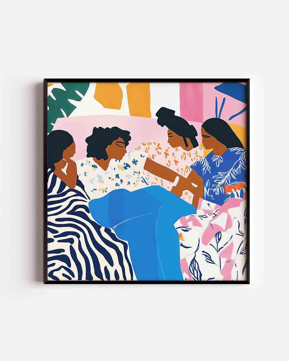 Vrouwen in kleurrijke patronen – moderne vierkante poster als wanddecoratie