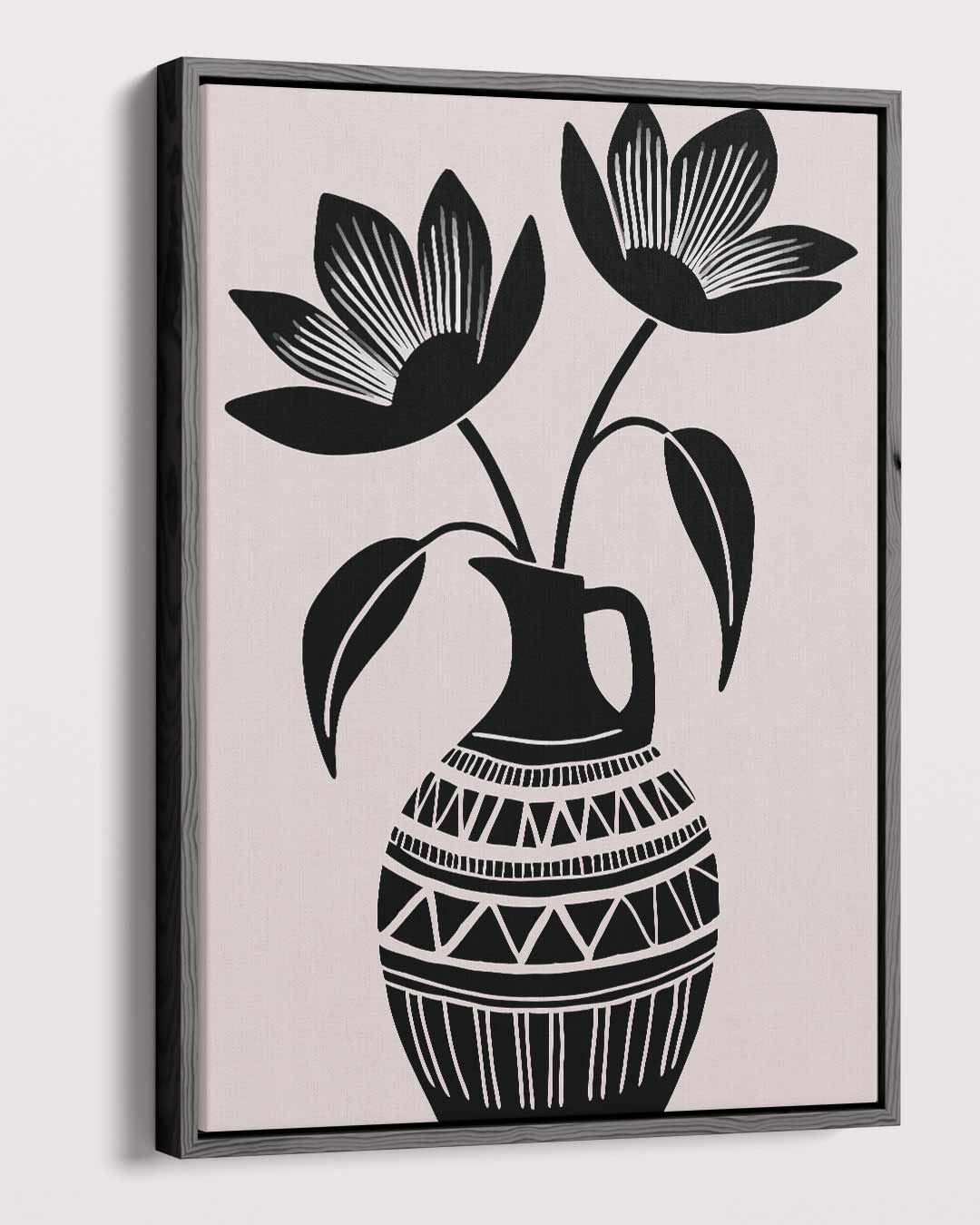 Zwart-Wit Bloemenvazen Kunst – dibond kunstwerk als wanddecoratie