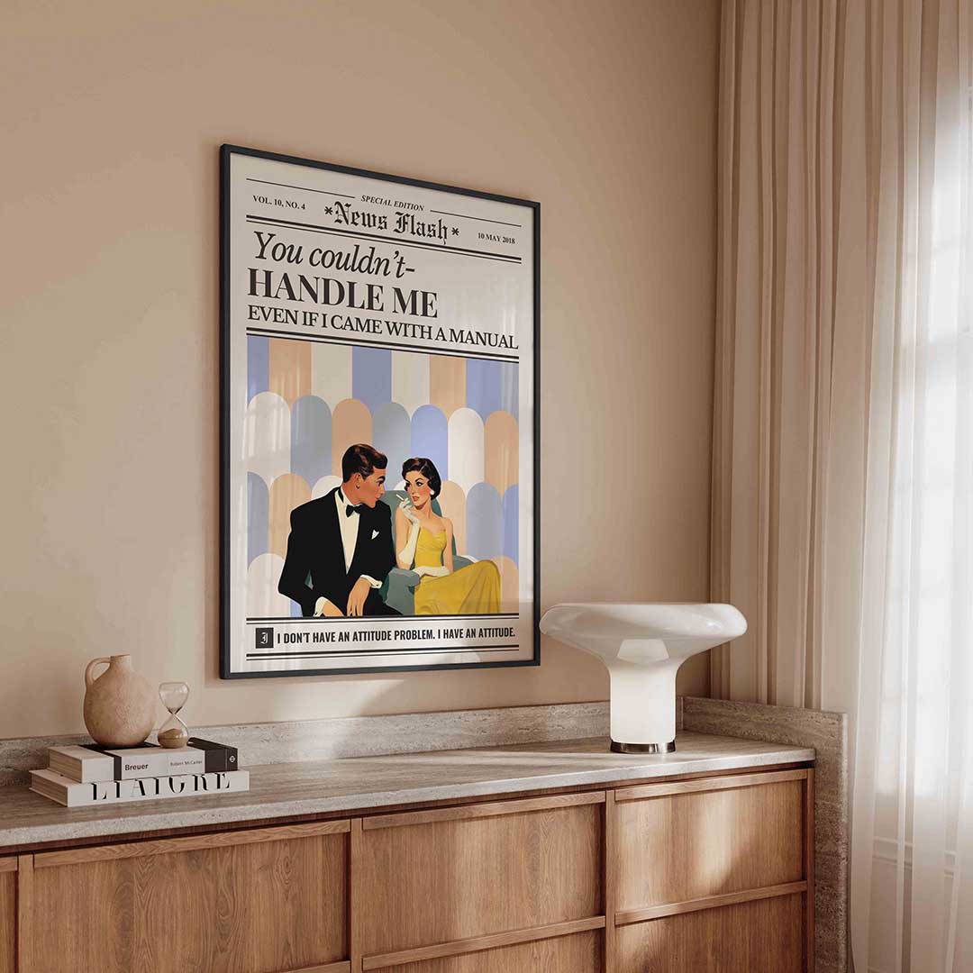 Stijlvolle retro koppel – kleurrijke Pop Art poster in staand formaat