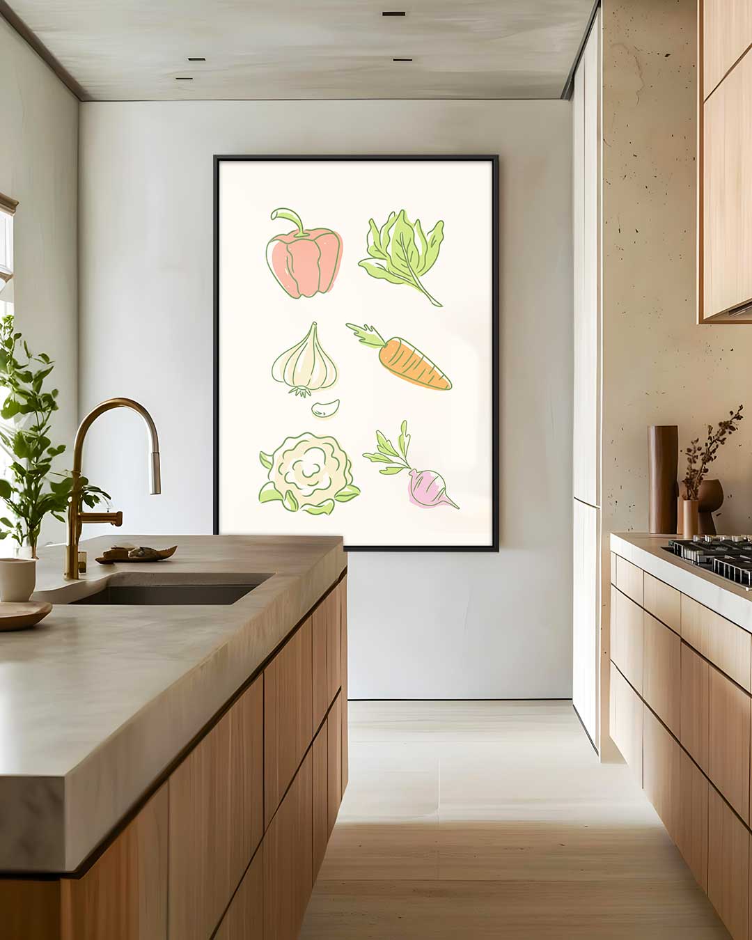 Vrolijke Groenten Illustratie – staand kunstwerk voor modern interieur