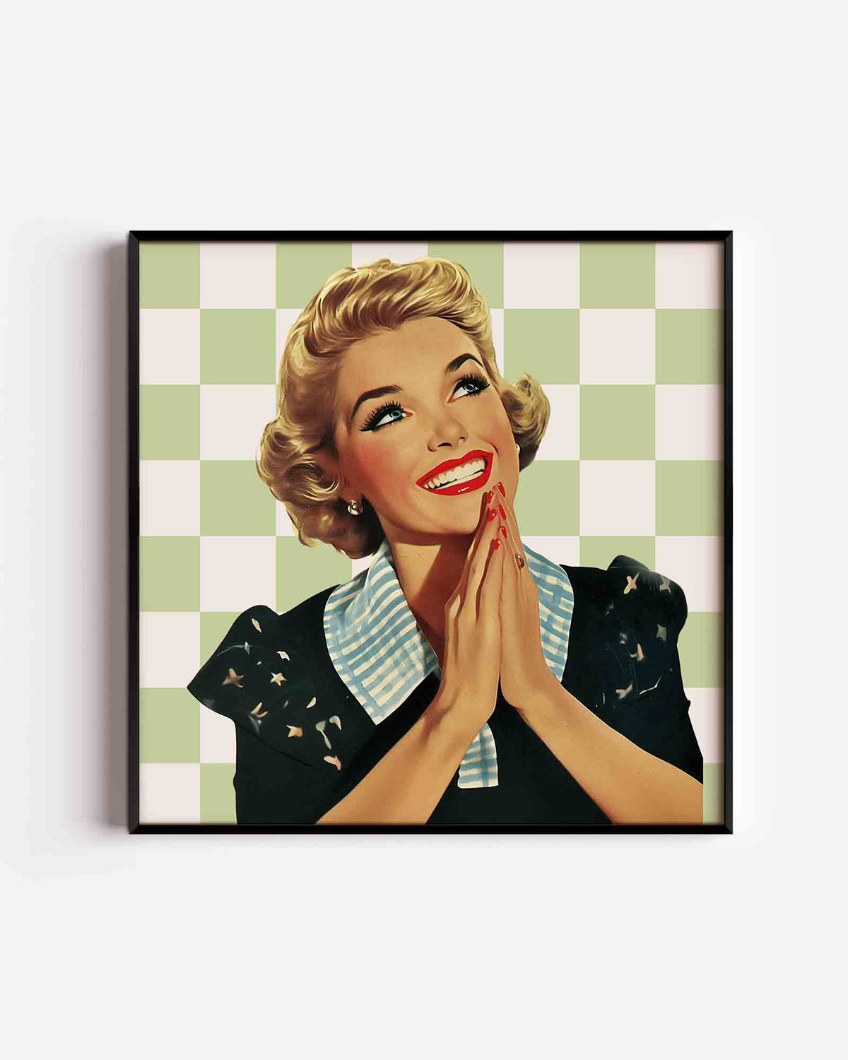 Lachende vrouw – Pop Art vierkante poster als wanddecoratie