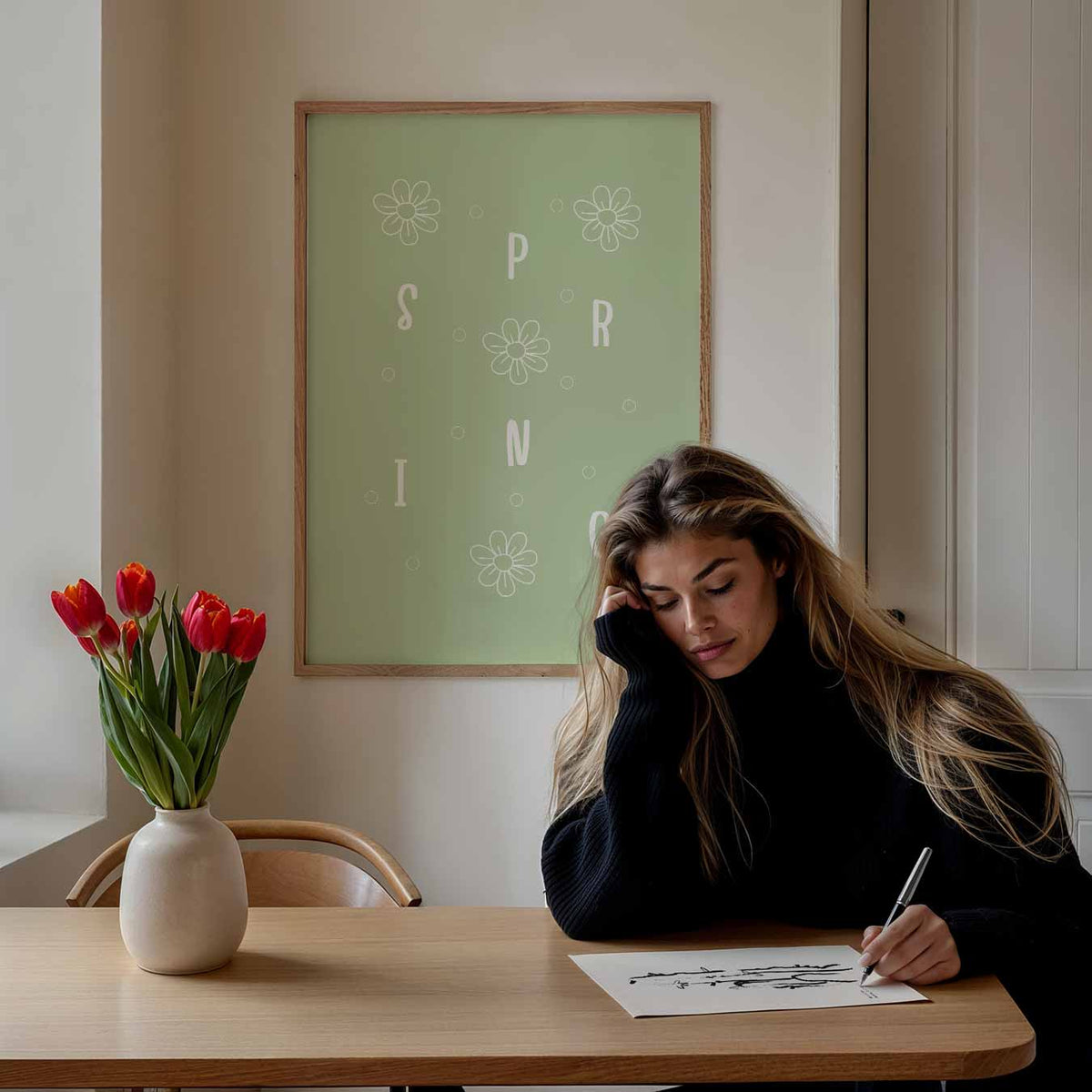 Vrolijke Lente Bloem – paasposter in staand formaat