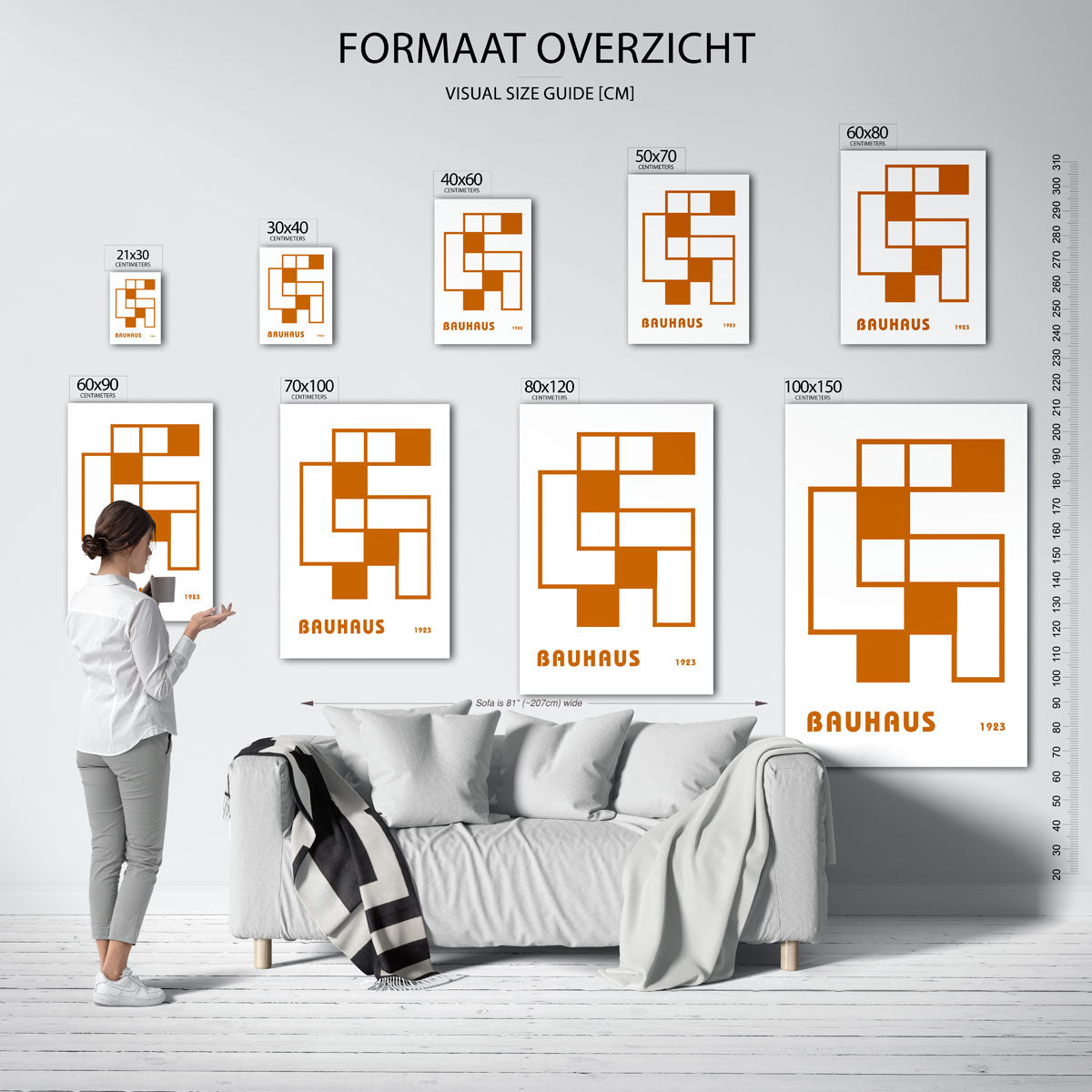 Vormstructuur en lijnen – geometrische poster in Bauhaus-stijl van WallArtistic
