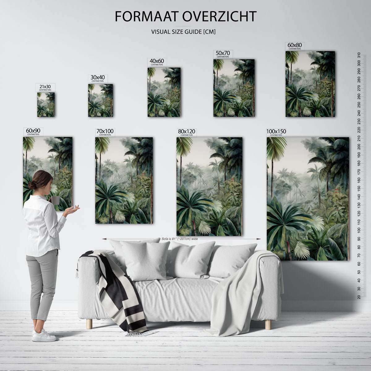 Tropische bladeren – staande muurposter met jungle thema