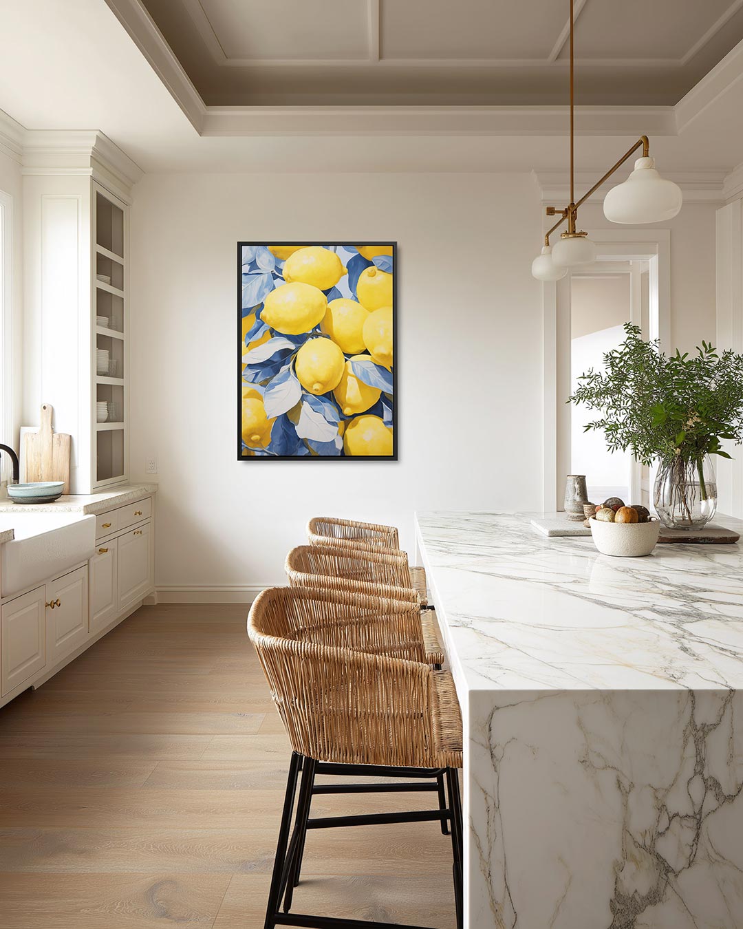 Citroenen en bladeren – staand wanddecoratie kunstwerk