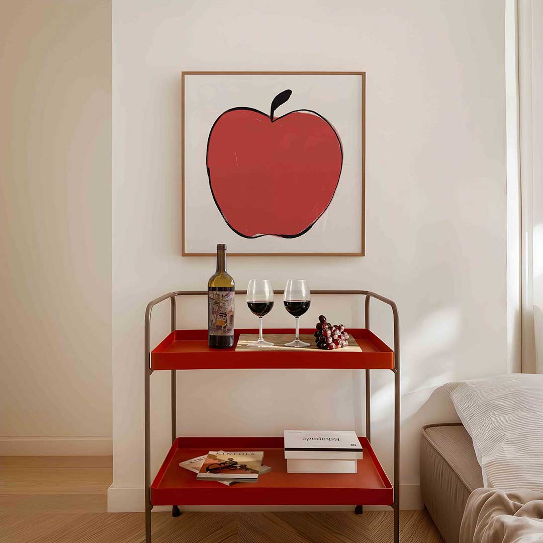 Rode appel – vierkante keuken wanddecoratie van WallArtistic