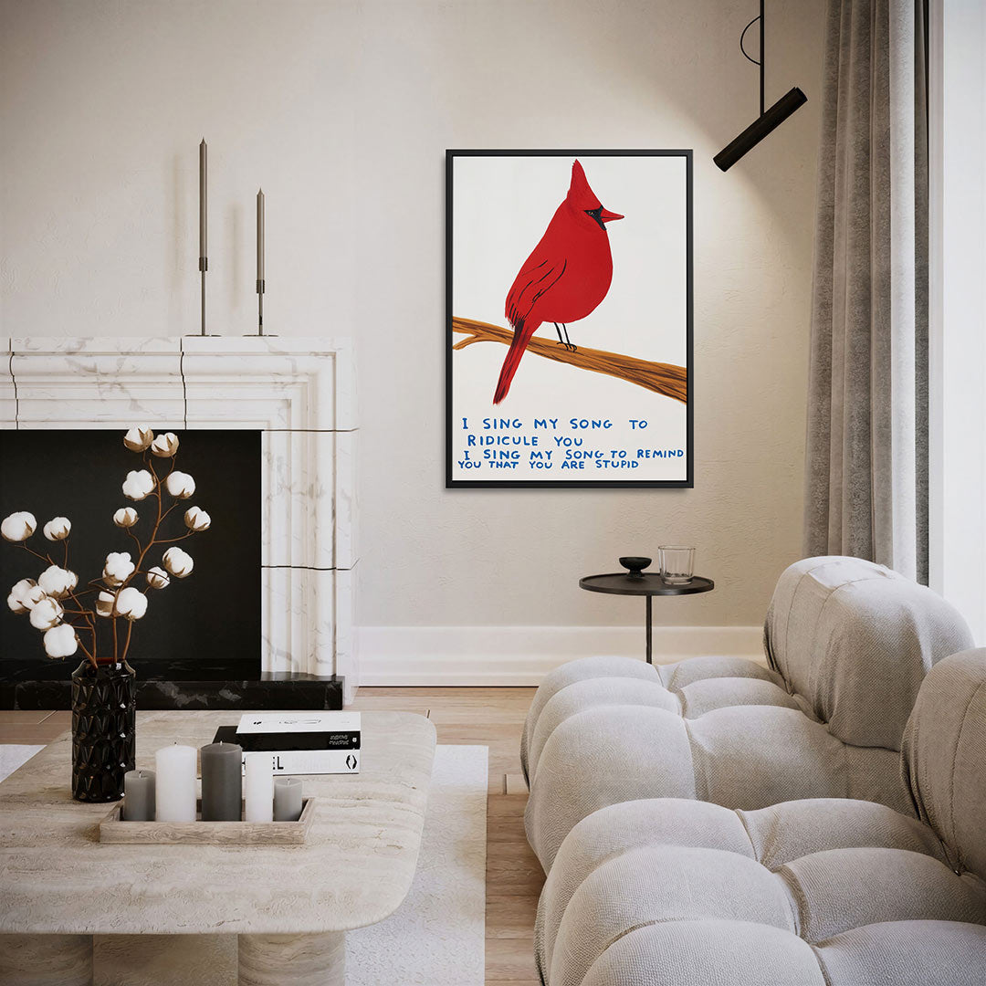 Vogel en tekst – moderne staande wandkunst