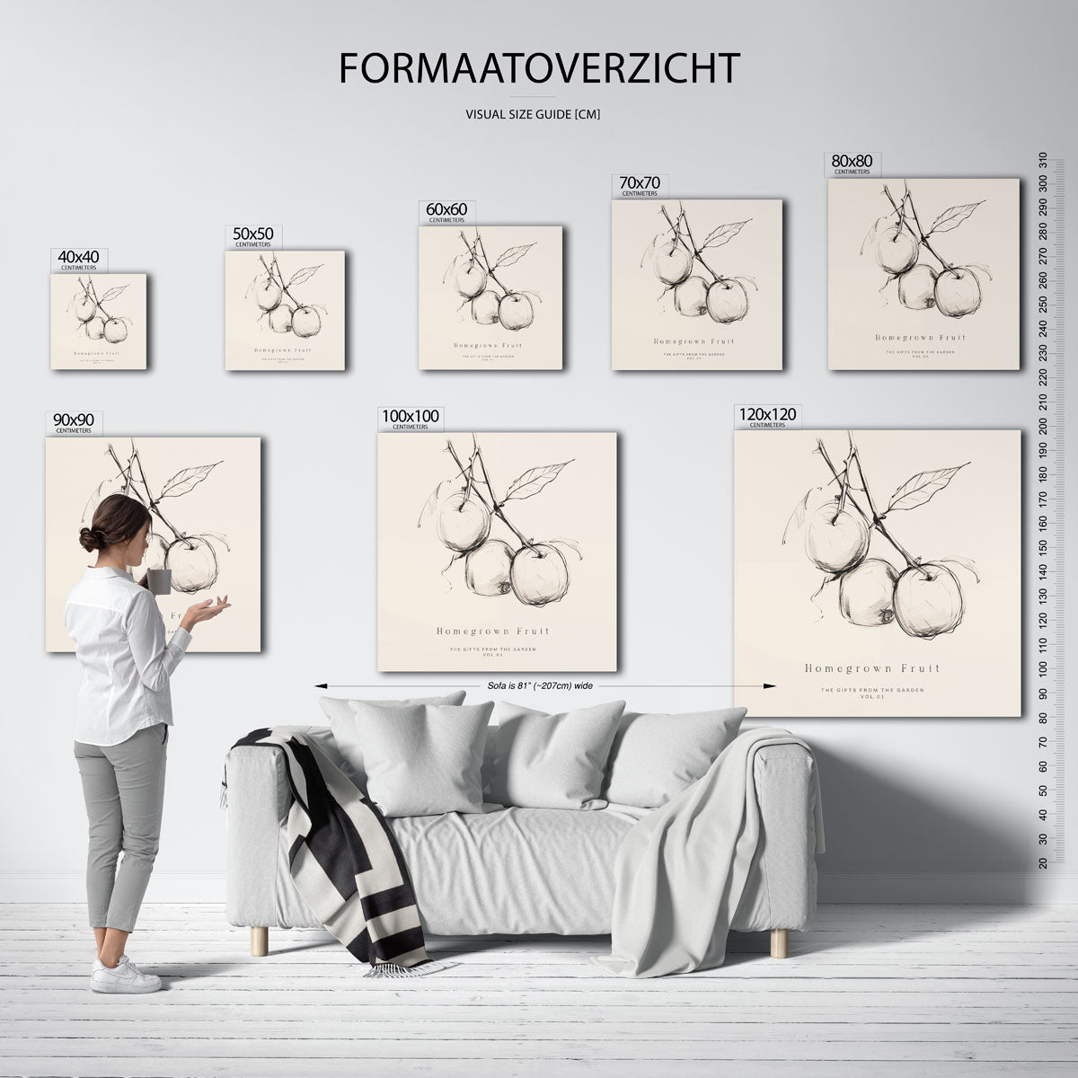 Homegrown fruit – vierkante muurposter met kleurrijke vormen