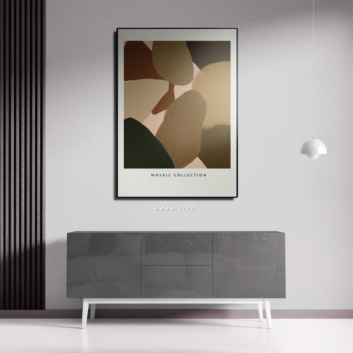 Aardse Abstracte Mozaïek – canvas kunstwerk als wanddecoratie