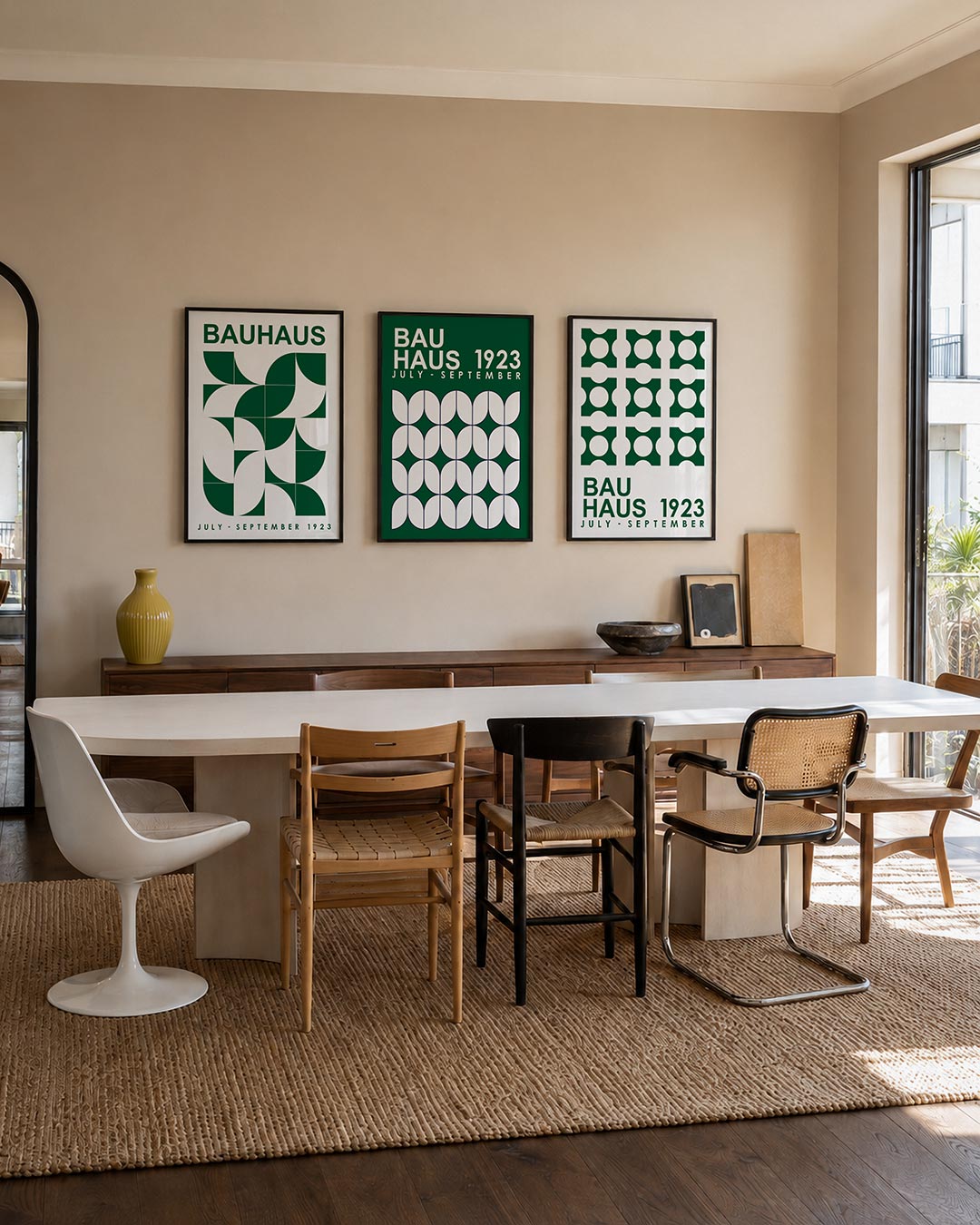 Vorm en kleur posterset – tweede productweergave – deze posterset in drie delen toont een speelse combinatie van groene en