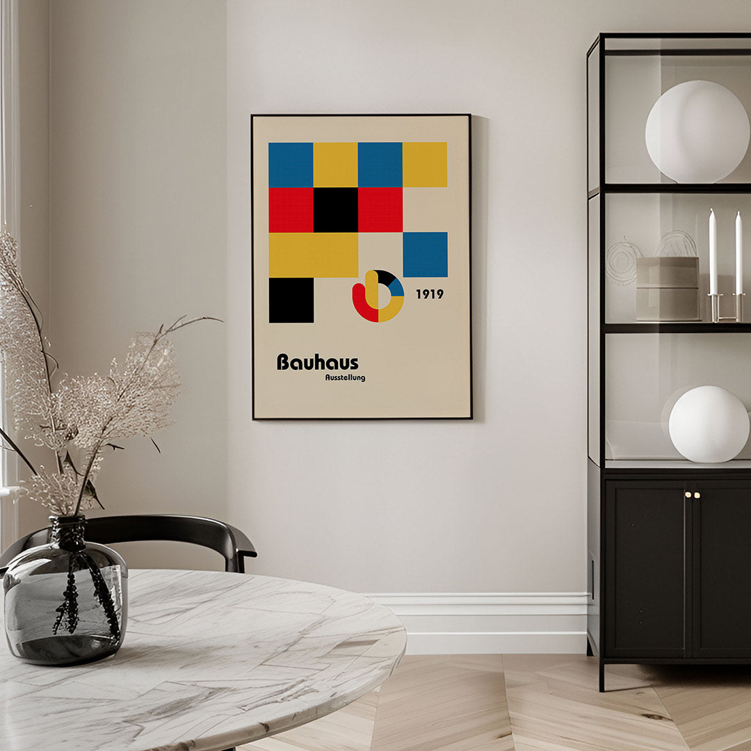 Vormen en vlakkenspel – geometrische Bauhaus poster in staand formaat