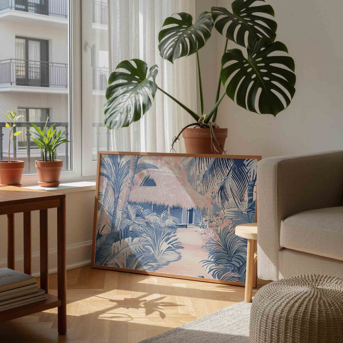 Tropisch huisje – tropische wandkunst als landscape poster