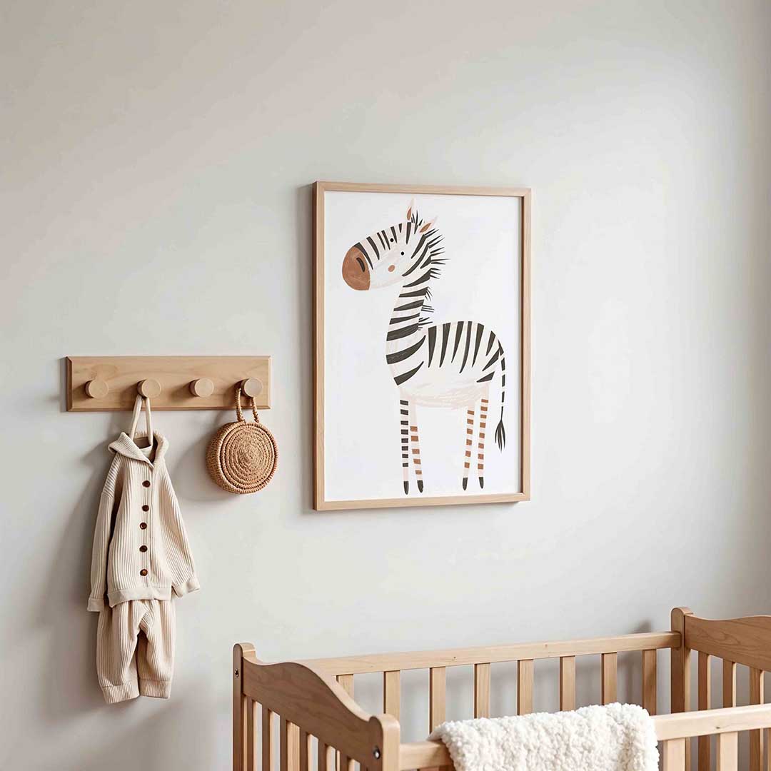 Zebra illustratie – kinderposter in staand formaat