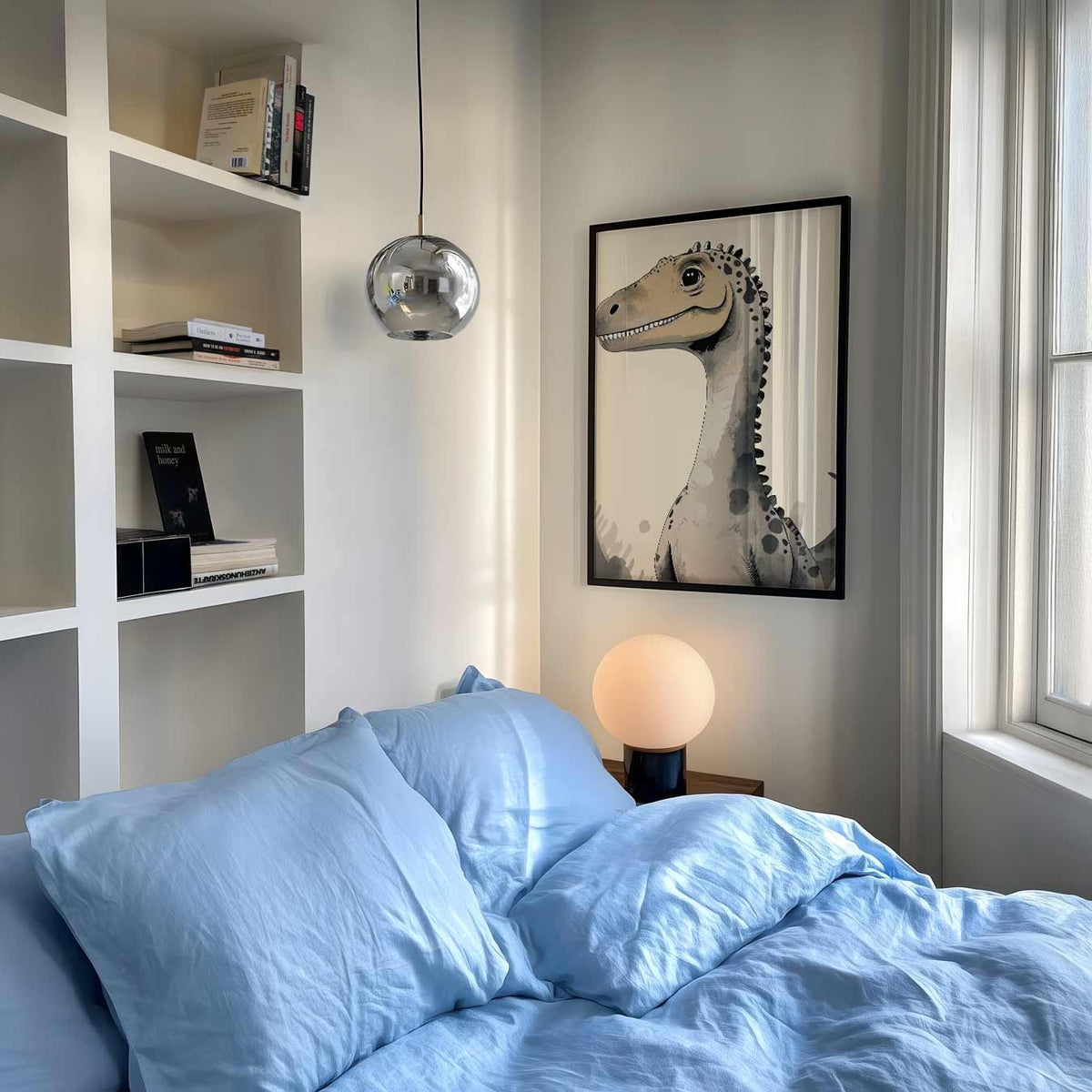 Schattige Dinosaur – speelse wandkunst als portret kinderposter