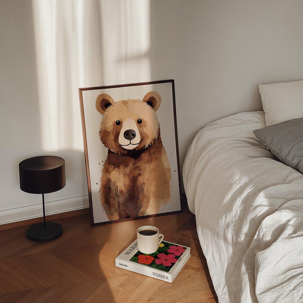 Schattige Bruine Beer – staande kinderkamer wanddecoratie van WallArtistic