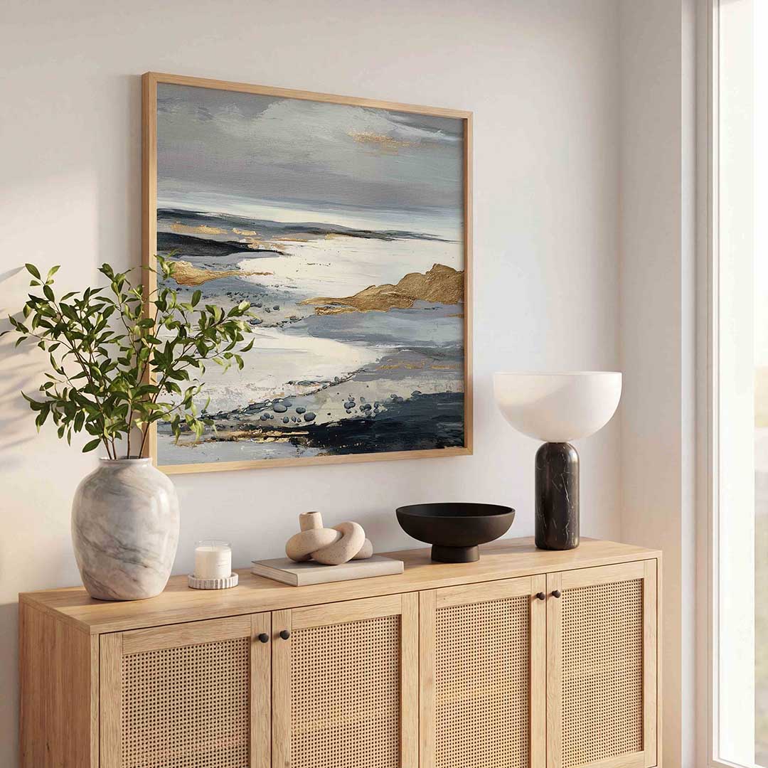 Abstracte landschapsweergave – abstracte wandkunst als vierkante poster