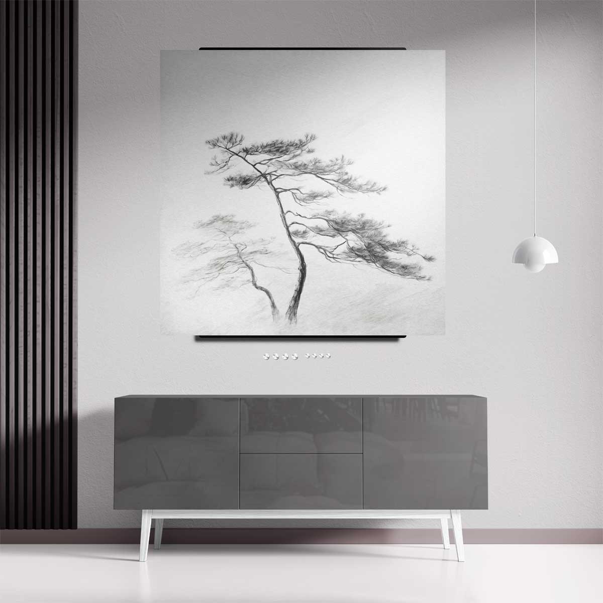 Mistige Bosverstilling – staande wandkunst voor woonkamer of interieur