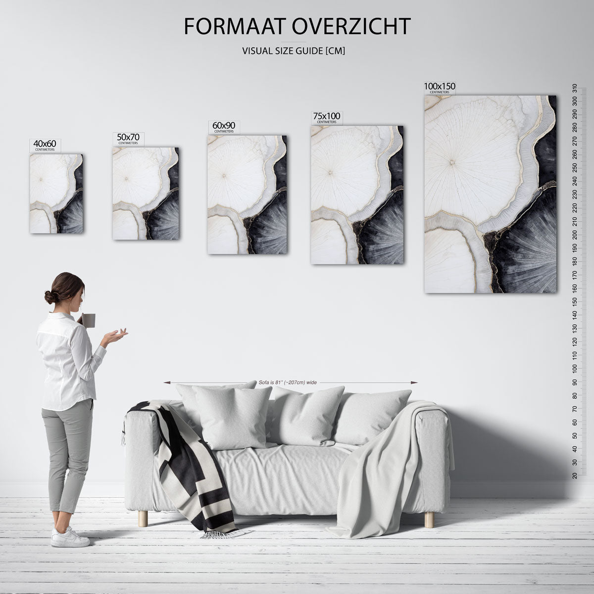 Organische lijnen – staand wanddecoratie kunstwerk
