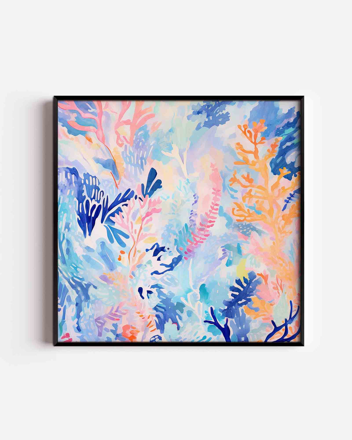 Abstracte bladeren – vierkante kinderposter als wanddecoratie