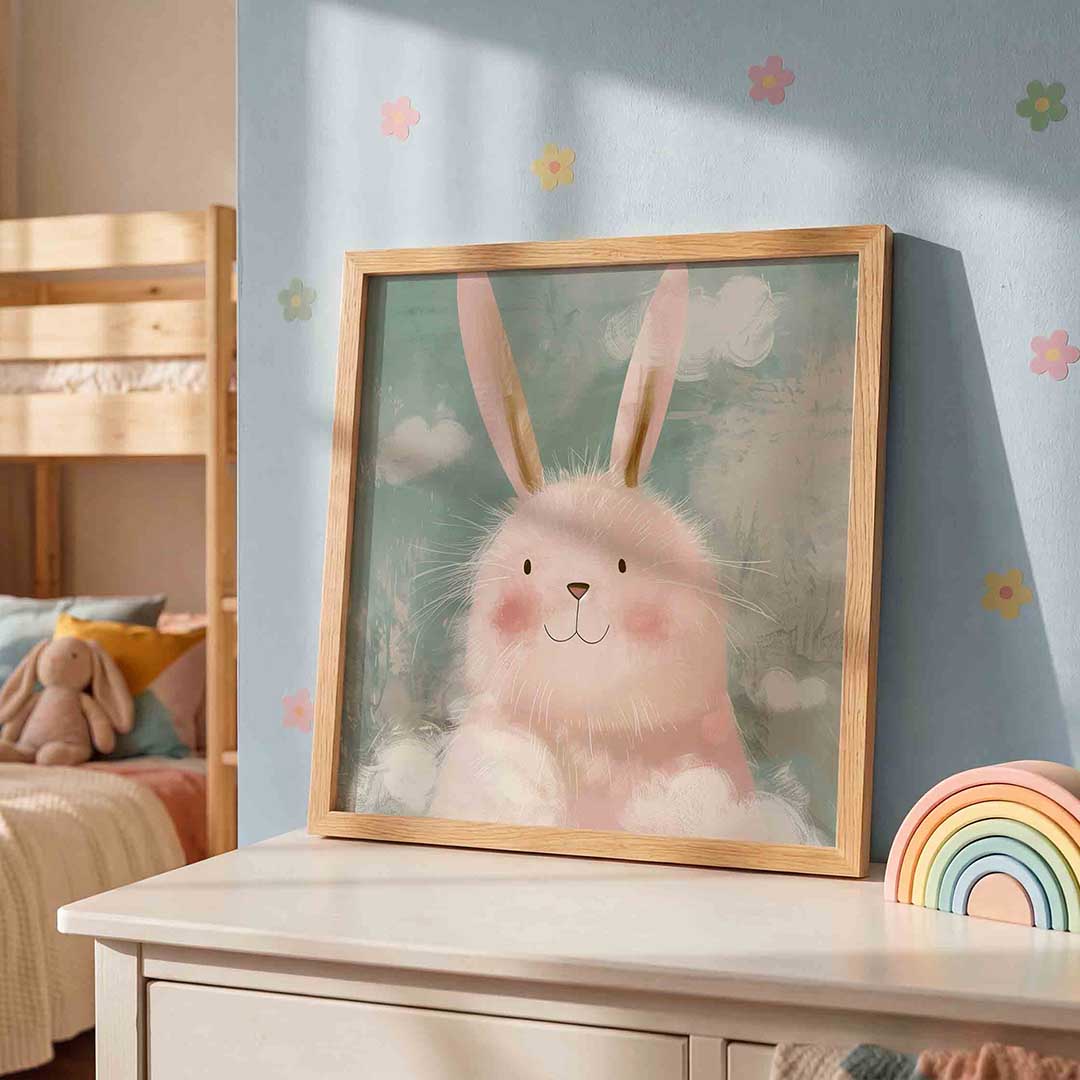Schattige konijn – speelse wandkunst als vierkante kinderposter