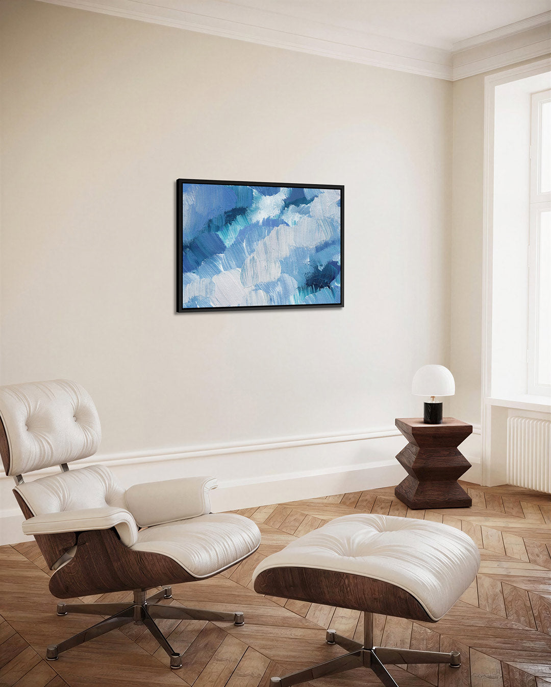 Dynamische blauwe borstels – Blauwe – alternatieve weergave van het kunstwerk