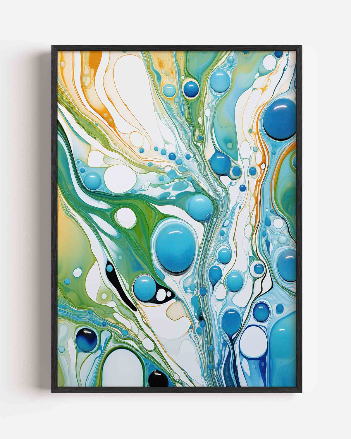 Abstracte blauwe en groene vormen – Kleur & Vormen portret poster als wanddecoratie