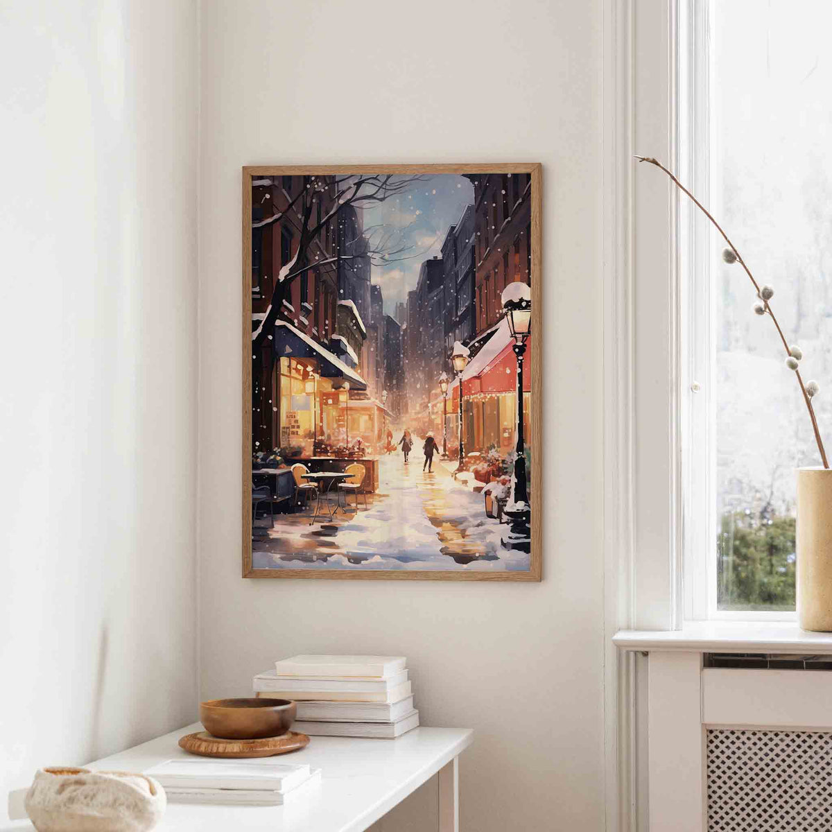 Winterse straat – staande kerst wanddecoratie van WallArtistic