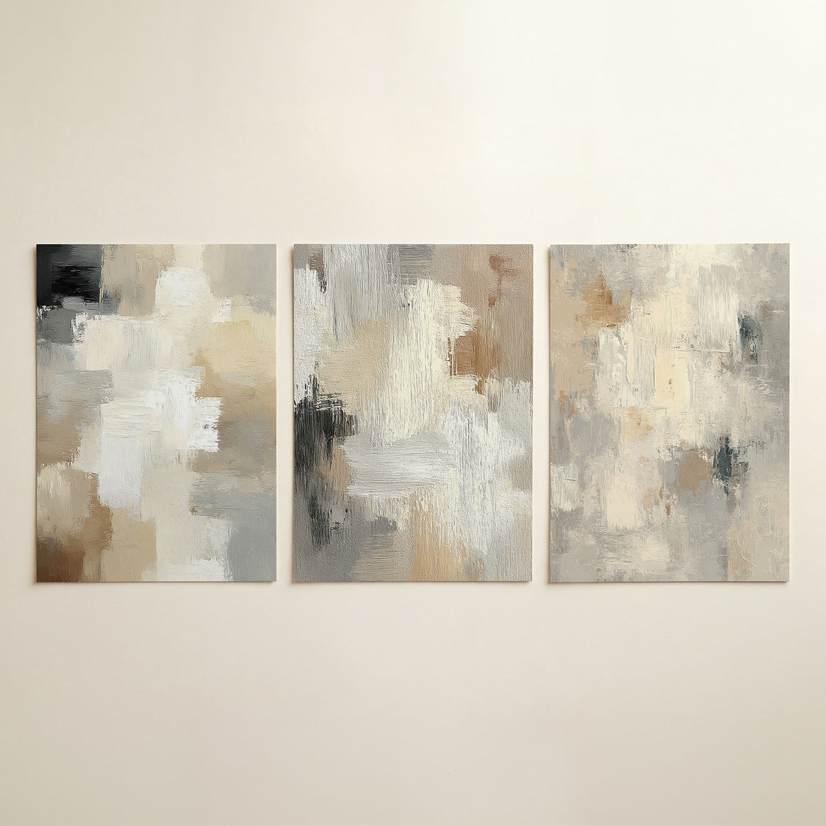 Vorm en kleurspel posterset – detailweergave – deze posterset in drie delen toont een harmonie van zachte,