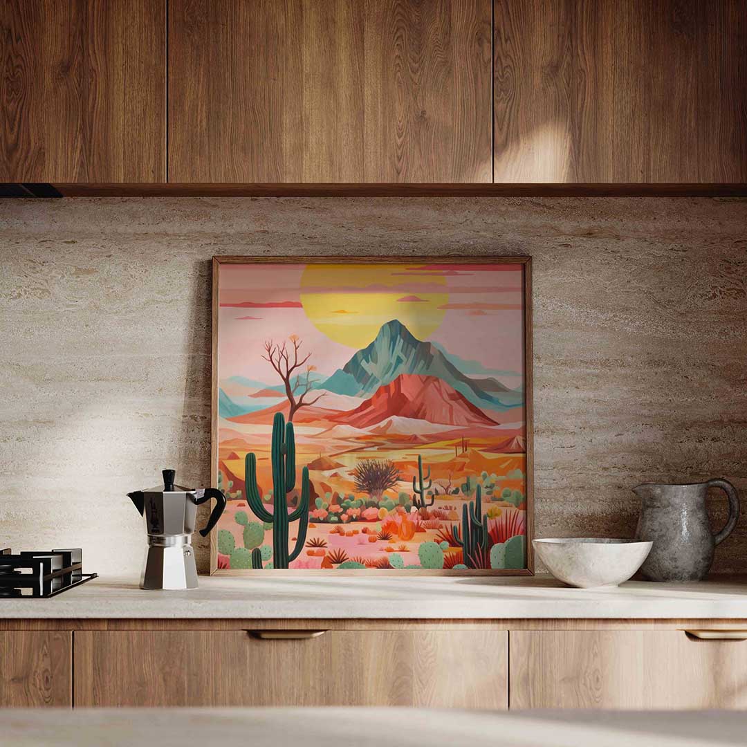 Woestijnlandschap – culinaire wandkunst als vierkante poster