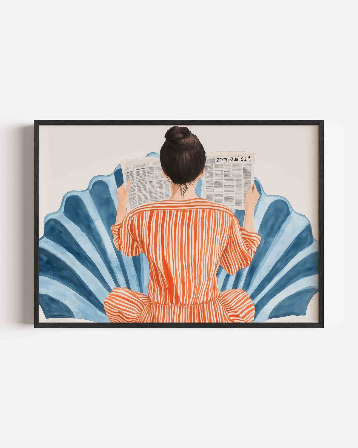 Vrouw met krant – vrouwelijk portret als landscape poster