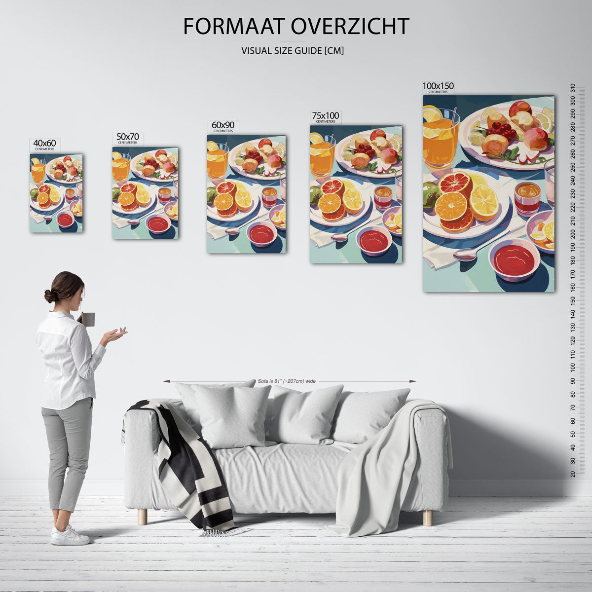 Fruitige tafelscène – staand wanddecoratie kunstwerk