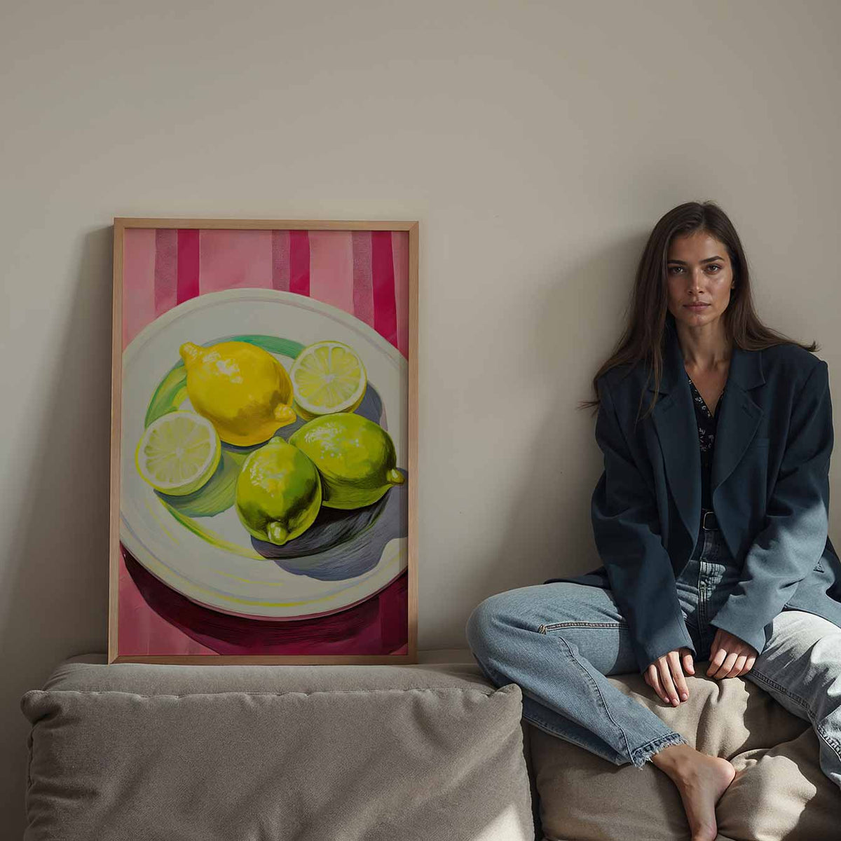 Citroenschijfje Chic – staande keuken wanddecoratie van WallArtistic