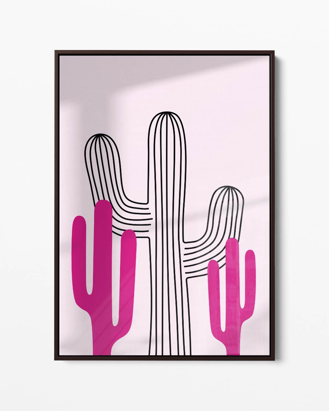 Vrolijke Cactussen in Roze – portret kunstwerk als wanddecoratie