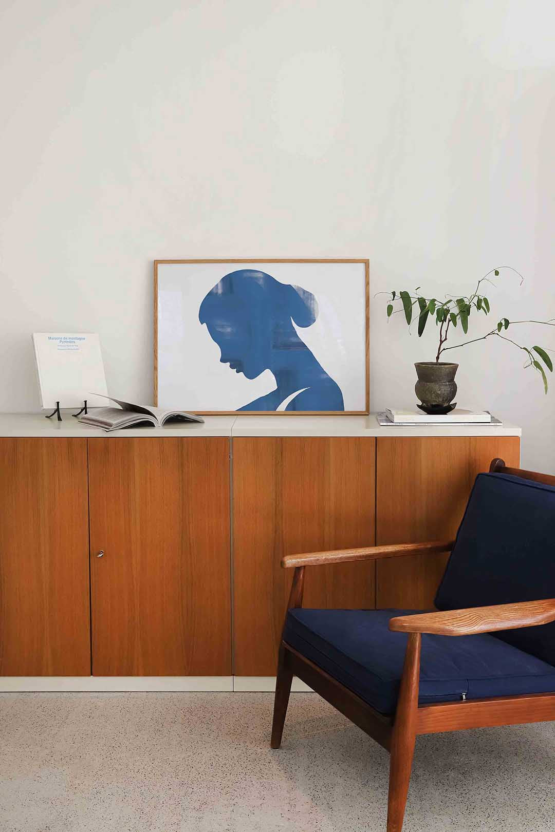 Blauw silhouet – moderne landscape wanddecoratie van WallArtistic